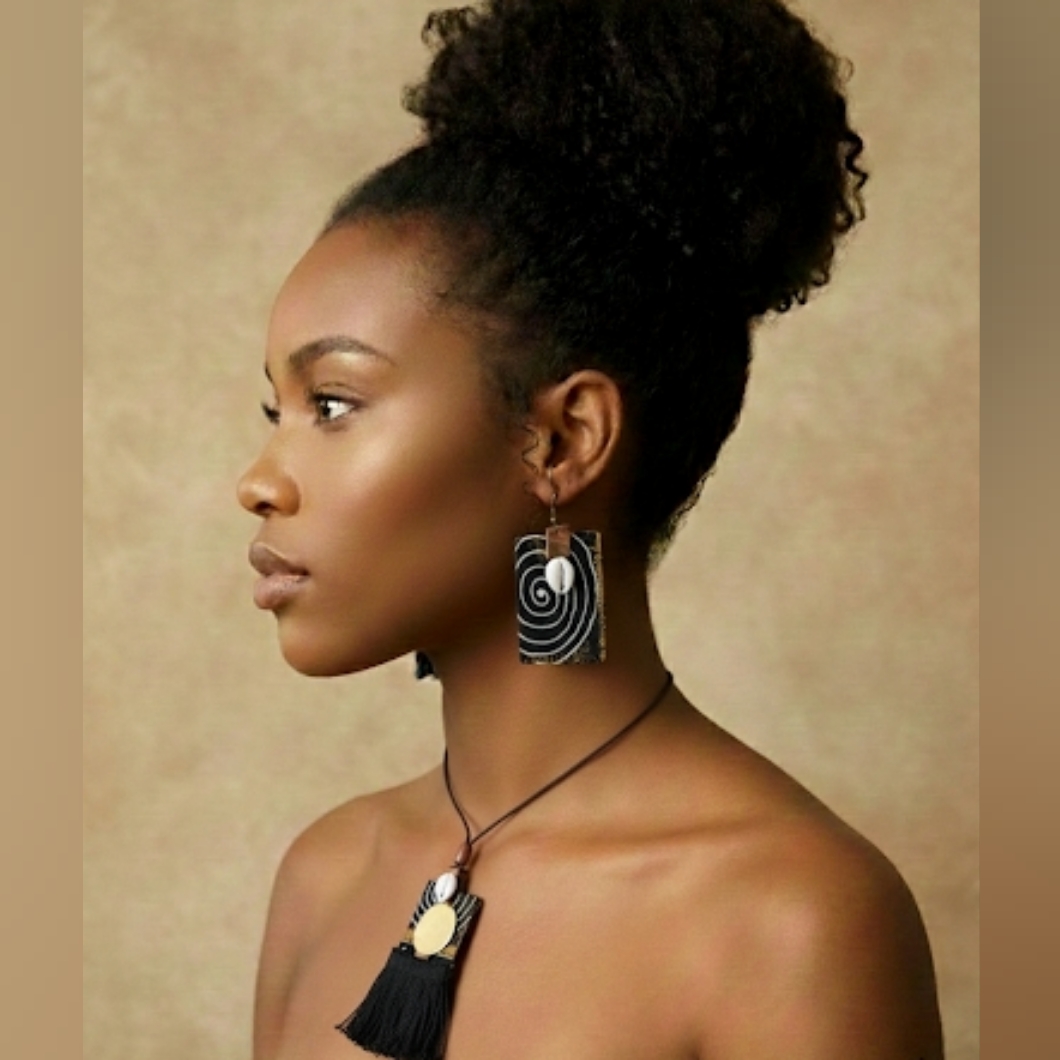 Handmade Mud Cloth Necklace & Earrings Set